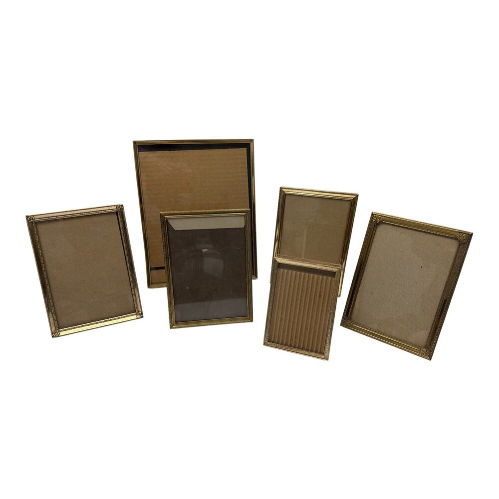 Vintage Brass Lot of 6 Various Sizes Picture Frames Ornate